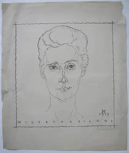 Josef HUMPLIK (1888-1958) Portrait Hildegard Jone Lyrikerin Lithografie 1919