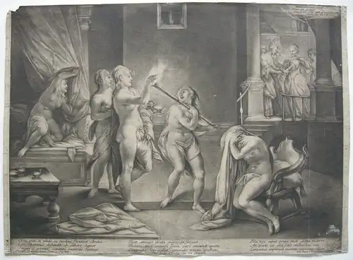 Joh Bapt Enzensberger (1732-1773) 5 törichte 5 kluge Jungfrauen Orig Mezzotinto