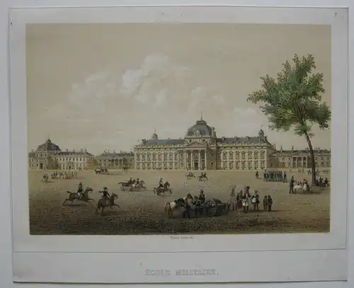 Paris Ecole Militaire Orig Lithografie Charles Riviere 1840 France