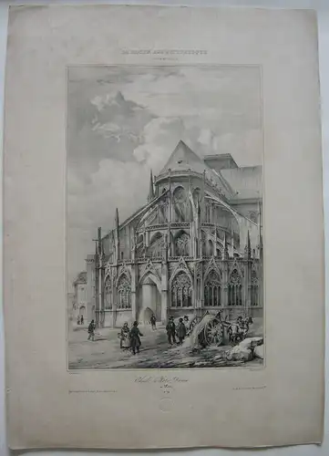 Paris Abside Notre Dame à Paris Orig Lithografie Chapuy Bachelier 1840 France