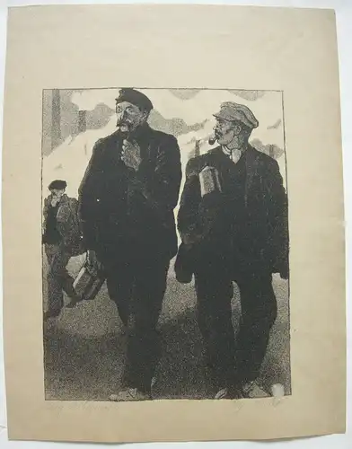 Egon Krause (XIX/XX. Jh.) Holsteinische Arbeiter Orig. Lithografie signiert 1920