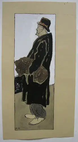 Egon Krause (XIX/XX. Jh.) Männliche Gestalt Orig Aquarell 1920