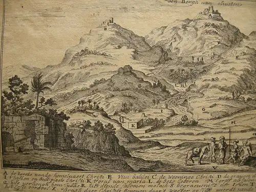 Jerusalem Ölberg Himmelfahrtskirche Biblische Ereignisse Orig Kupferstich 1680