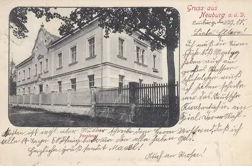 AK Neuburg Donau Pensionat gel 1903 Oberbayern