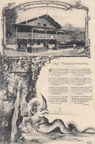 AK  Oberaudorf Gasthaus zum feurigen Tatzelwurm Rosenheim gel. 1910