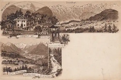 AK Tirol Wippthal Jägerhof Innthal Schönberg Stubaital Österreich Litho 1900