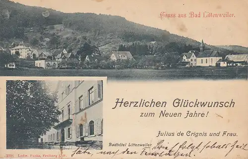 AK Littenweiler Gesamtansicht Freiburg Br. Baden Württemberg gel 1903 de Crignis
