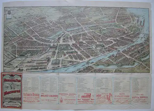 Kopenhagen Dänemark Monumental-Plan Chromolithografie 1909 F. Sedivy 66 x 92 cm