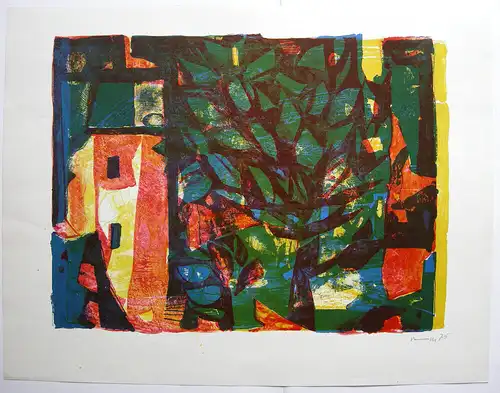 Volker Benninghoff (1921-2009)  tiefen Wald Försterhaus Serigrafie 1975 signiert