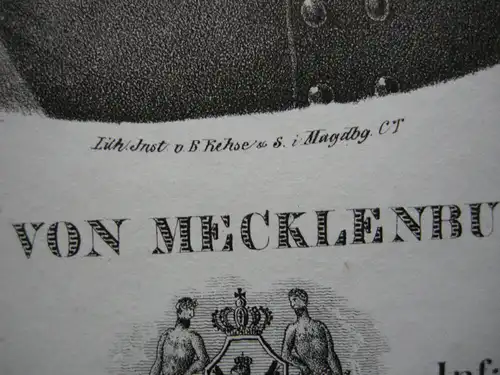Herzog Karl Mecklenburg (1777-1843)  preuß Politiker Orig Lithografie um 1825
