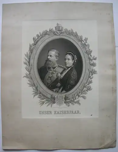 Ferdinand III. (1831-1888) deutscher Kaiser Gemahlin Victoria Radierung 1888