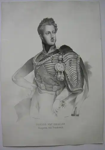 Ferdinand Philippe d'Orleans (1810-1842) Herzog v Orleans Orig Lithografie 1830