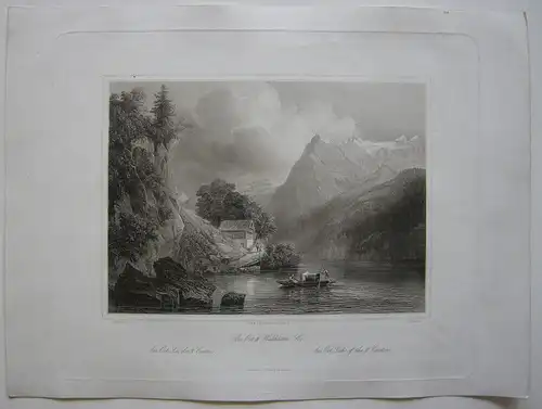Am Ort Vierwaldstätter See Schweiz Uri Orig Stahlstich C. Huber 1840
