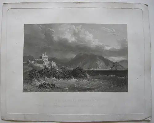 Castell von Portici Neapel Italia Orig. Stahlstich Hasse 1836 Napoli Italien