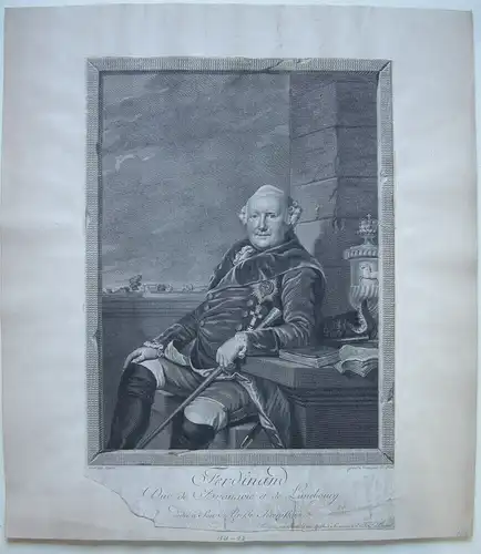 Ferdinand v Braunschweig (1735-1805)  Herzog Preuß General Orig Radierung 1800