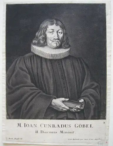 Joh Konrad Göbel (1623-1667) Pfarrer Diakon Augsburg Orig Kupferstich 1700