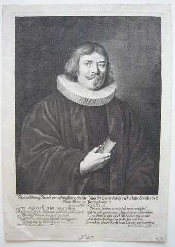 Johann Georg Stierle (1606-1676) Pfarrer Diakon Augsburg Orig Kupferstich 1660
