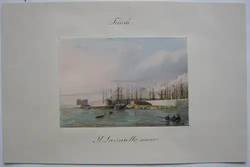 Trieste Friaul Italia Il Lazzaretto nuovo Orig Lithografie 1840 Italien