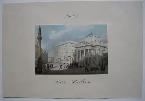 Trieste Friaul Italia Piazza della Borsa Orig Lithografie 1840 Italien