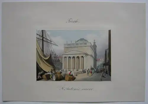 Trieste Friaul Italia St. Antonio nuovo Orig Lithografie 1840 Italien