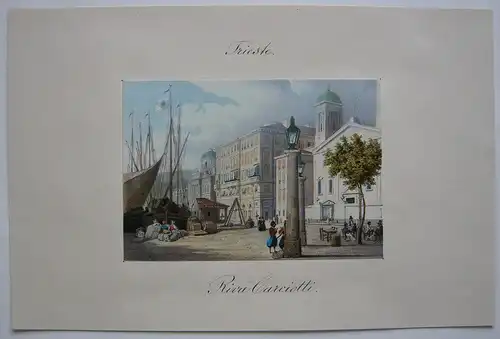 Trieste Friaul Italia Riva Carciotti Orig Lithografie 1840 Italien