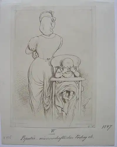 Adolf Oberländer (1845-1923) Quengelndes Kind Orig Tuschzeichnung 1895 signiert
