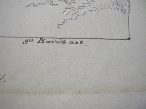 Die Braut von Messina Orig Tuschzeichnung 1848 sign Harrith (?) Schiller
