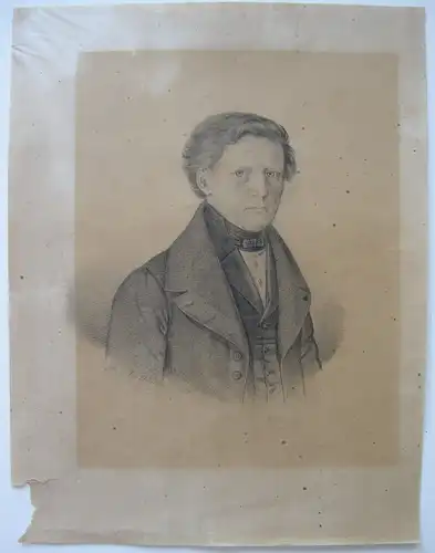 Portrait eines biedermeierlichen Herrn Orig Bleistiftzeichnung 1840 signiert