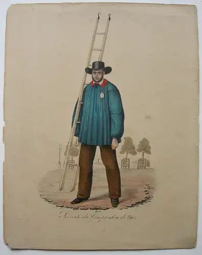 João Palhares  (1810-1890)  Servente da Companhia do Gaz  Orig Lithografie 1850