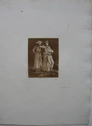 Ludwig Heß (1760-1800) Freyburger Orig Aquatinta in Sepia 1798