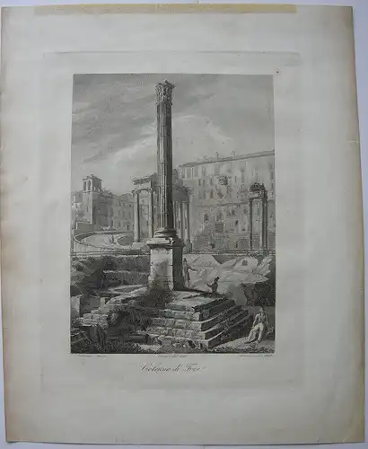 Domenico Amici (1808- ?) Colonna di Foca Rom Roma Italia Kupferstich 1833