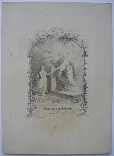 "Geh ein in des Himmels ewige Freud!" Orig Radierung Neureuther Kaulbach 1850