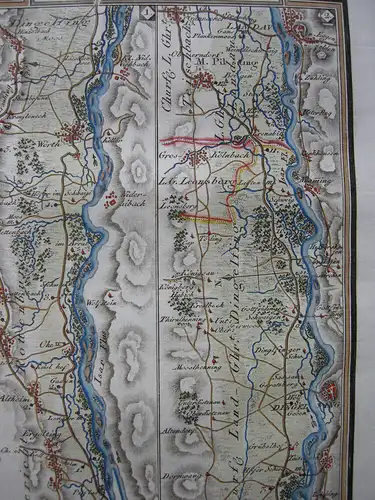 Chaussee München Landshut Deggendorf Regen Zwiesel Orig Kupferstich 1796