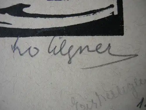 Leo Tilgner (1892-1971) Winterkälte Orig Linolschnitt signiert um 1950