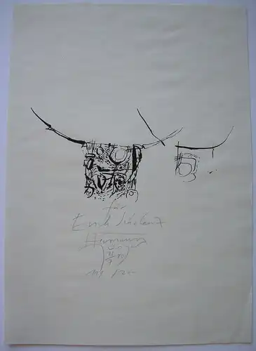 Hermann Jünger Entwurf eines Schmuckstücks Lithografie 1990 signiert Widmung