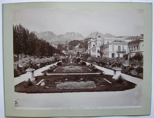 Menton France Les Jardins Le Port Foto Albumin 3 Orig. Photographie 1880