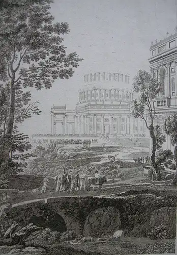 Antike Landschaft Klassizistische Bauten Antike Figuren Orig Kupferstich 1780