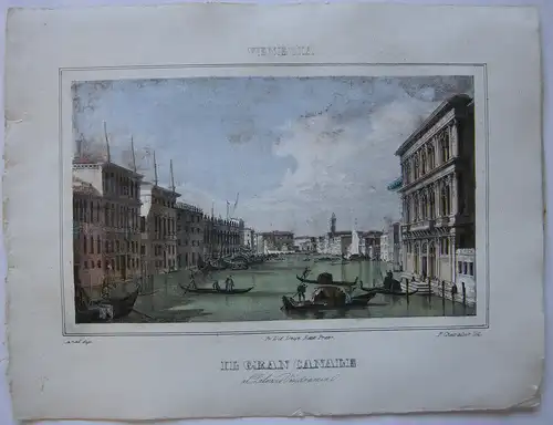 Venedig Canale Grande Orig Farblithografie P. Chevalier nach Canal um 1840