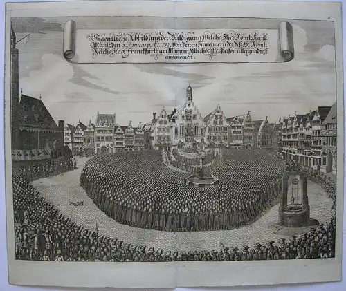 Frankfurt am Main Krönung Karl VI. Huldigung Römer Orig Kupferstich 1711