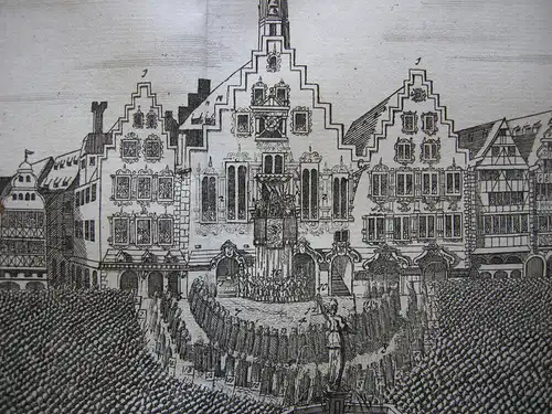 Frankfurt am Main Krönung Karl VI. Huldigung Römer Orig Kupferstich 1711