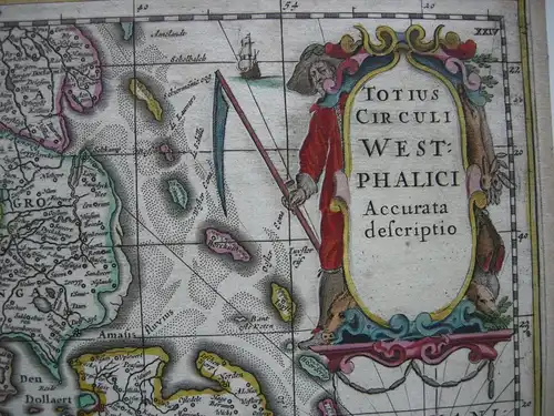 Totius Circuli Westphalici Westfalen kolor Orig Kupferstichkarte Hondius 1630