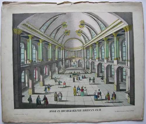 Vue d’optique Guckkastenbild Rom Kirche Italia Lithografie 1870 Winckelmann