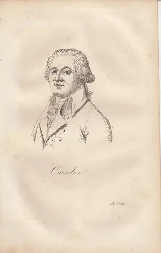 Jacques Cazales (1758-1851) französischer Politiker Orig Radierung 1822