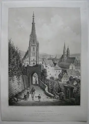 Esslingen Neckar Frauenkirche Stadtansicht Orig Lithografie E. Emminger 1860