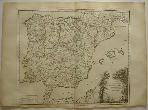 Espana Spanien Baleares Caminos Correo Orig Kupferstich R. Vaugondy 1680
