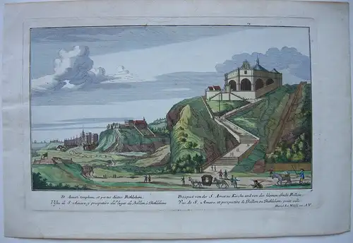 Vista S. Amaro prospettivo Belem Lisboa Lissabon kolor Orig Kupferstich 1720