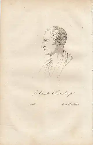 Francois de Chasseloup (1754-1833) französischer Militär Orig Radierung 1822