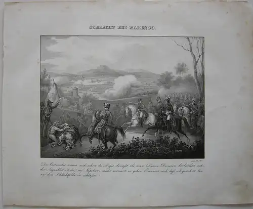 Napoleon Schlacht bei Marengo Italia Orig Lithographie 1832 Napoleonische Kriege