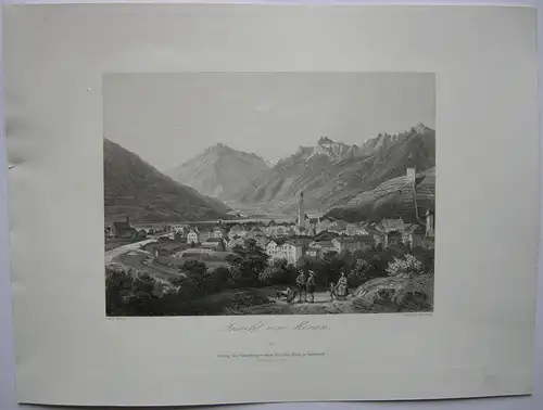 Meran  Gesamtansicht Südtirol Trentino Italien Orig. Stahlstich 1840