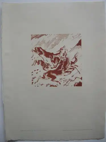 Ludwig Heinrich Jungnickel Hirsche auf der Flucht Orig Lithografie 1920